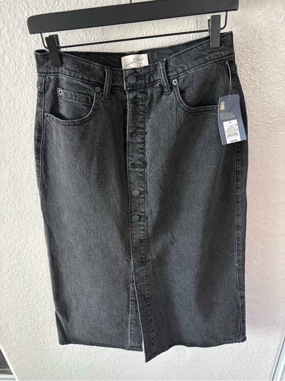Target Black Button-Front A-Line Denim Skirt